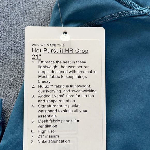 Lululemon hot pursuit HR crop 21” - Picture 7 of 7